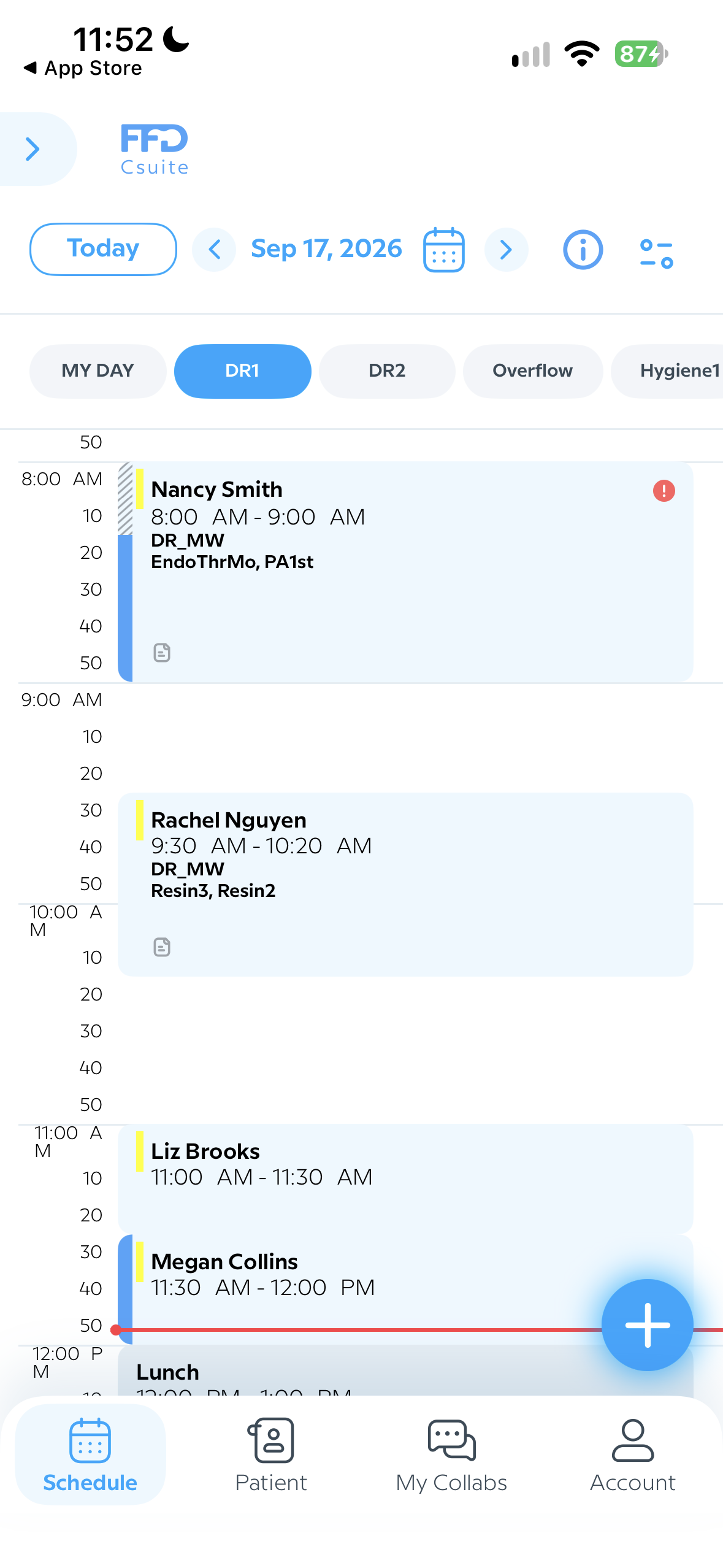 Your practice schedule on iPhone